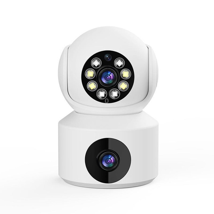 360-Degree Rotating 1080P HD Night Vision Remote Dual-Lens Smart Surveillance Camera(White)