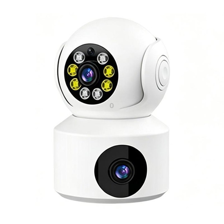 360-Degree Rotating 1080P HD Night Vision Remote Dual-Lens Smart Surveillance Camera(White)