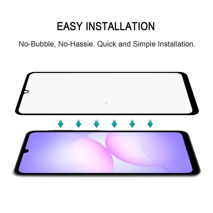 For Galaxy A08 5G High Aluminum Full Screen Silk Printing Tempered Glass Film