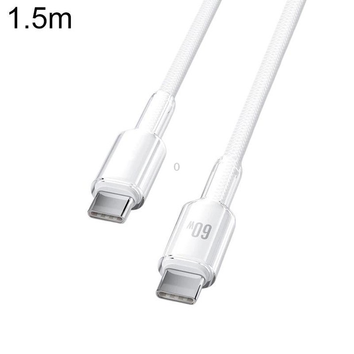 ABEEL A62 PD60W USB-C/Type-C to USB-C/Type-C Fast Charging Braided Data Cable Length: 1.5m White