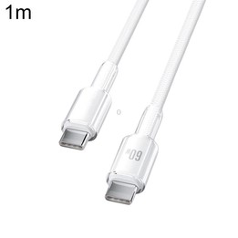 ABEEL A62 PD60W USB-C/Type-C to USB-C/Type-C Fast Charging Braided Data Cable Length: 1m White