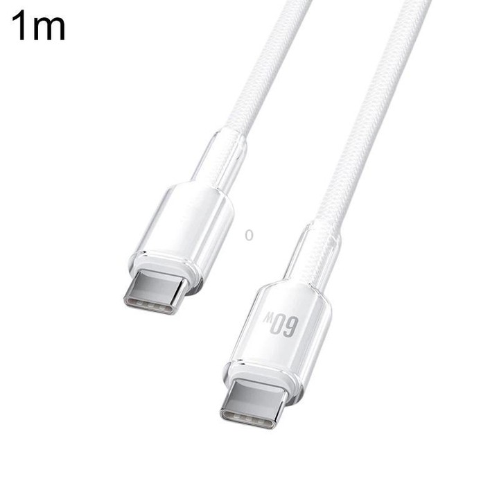 ABEEL A62 PD60W USB-C/Type-C to USB-C/Type-C Fast Charging Braided Data Cable Length: 1m White