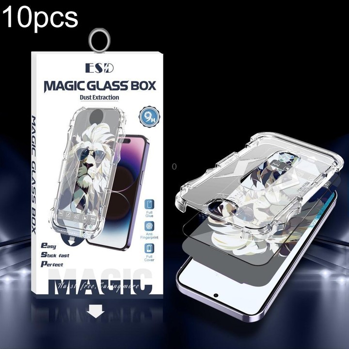 For Galaxy S22 5G 10pcs Easy Install Dust-proof Box HD Tempered Glass Film, Support Ultrasonic Unlock