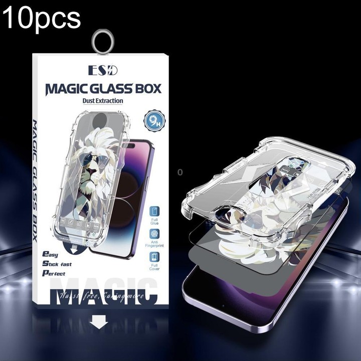 For Galaxy S23 5G 10pcs Easy Install Dust-proof Box HD Tempered Glass Film, Support Ultrasonic Unlock