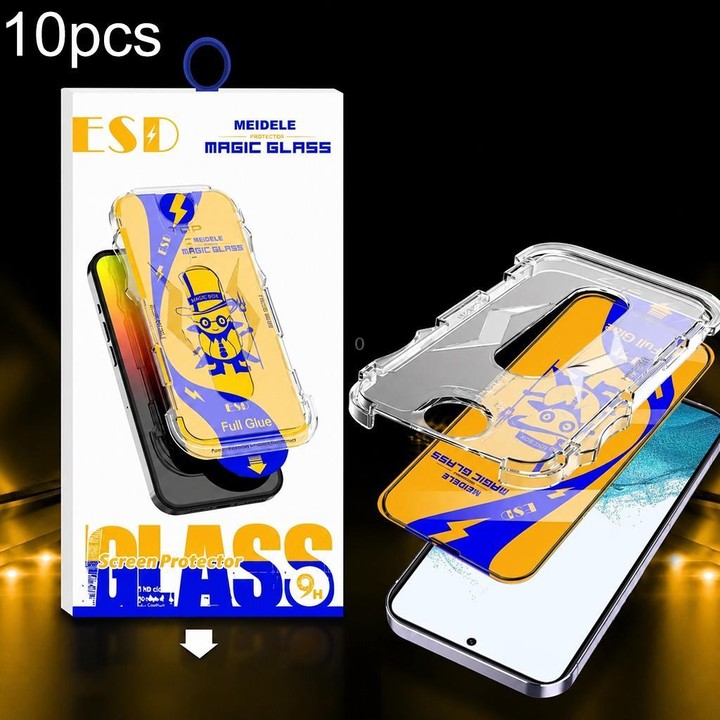 For Galaxy S22+ 5G 10pcs MEIDELE Easy Install Dust-proof Box HD Tempered Glass Film, Support Ultrasonic Unlock