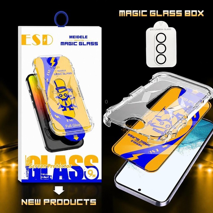 For Galaxy S22+ 5G 10pcs MEIDELE Easy Install Dust-proof Box HD Tempered Glass Film with Lens Film, Support Ultrasonic Unlock