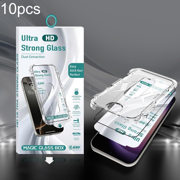For Galaxy S23+ 5G 10pcs USG Easy Install Dust-proof Box HD Edge-to-Edge Tempered Glass Film, Support Ultrasonic Unlock