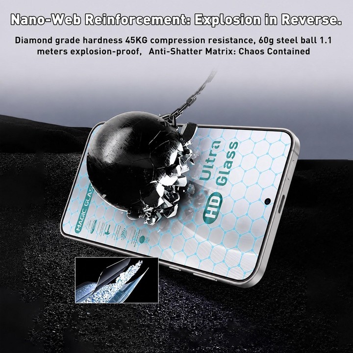 For Galaxy S22 5G 10pcs USG Easy Install Dust-proof Box HD Edge-to-Edge Tempered Glass Film with Lens Film, Support Ultrasonic U