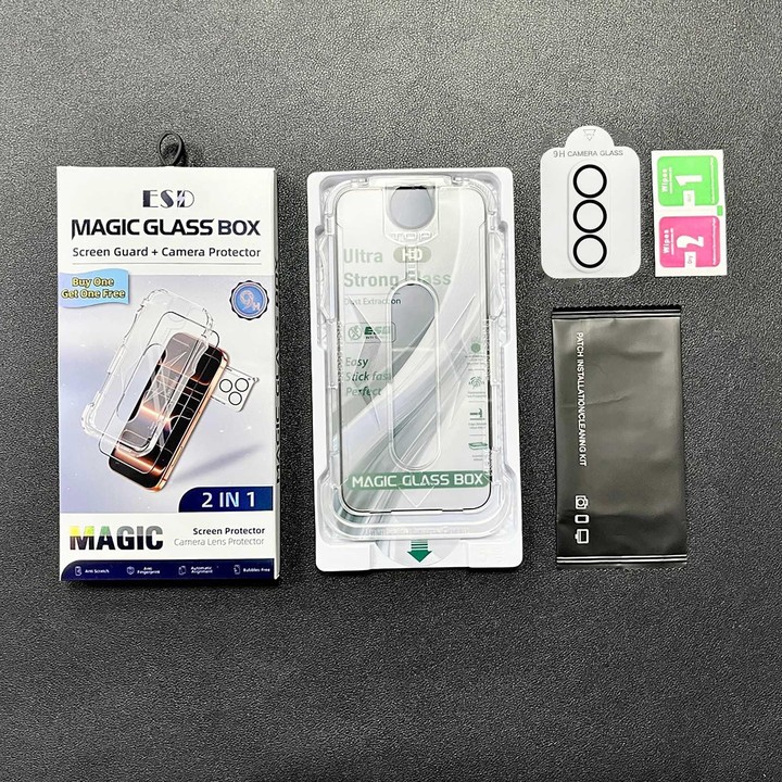 For Galaxy S23+ 5G 10pcs USG Easy Install Dust-proof Box HD Edge-to-Edge Tempered Glass Film with Lens Film, Support Ultrasonic