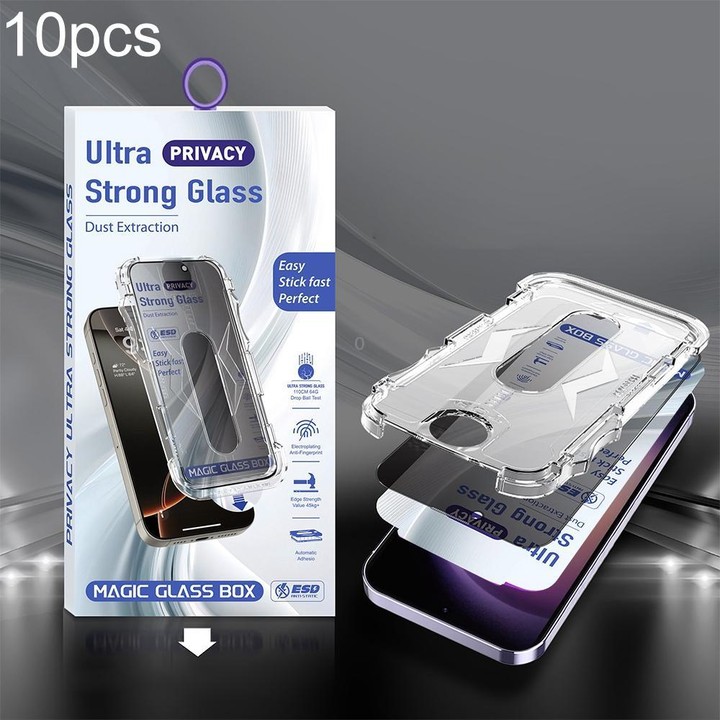 For Galaxy S23 5G 10pcs USG Easy Install Dust-proof Box Privacy Edge-to-Edge Tempered Glass Film, Support Ultrasonic Unlock