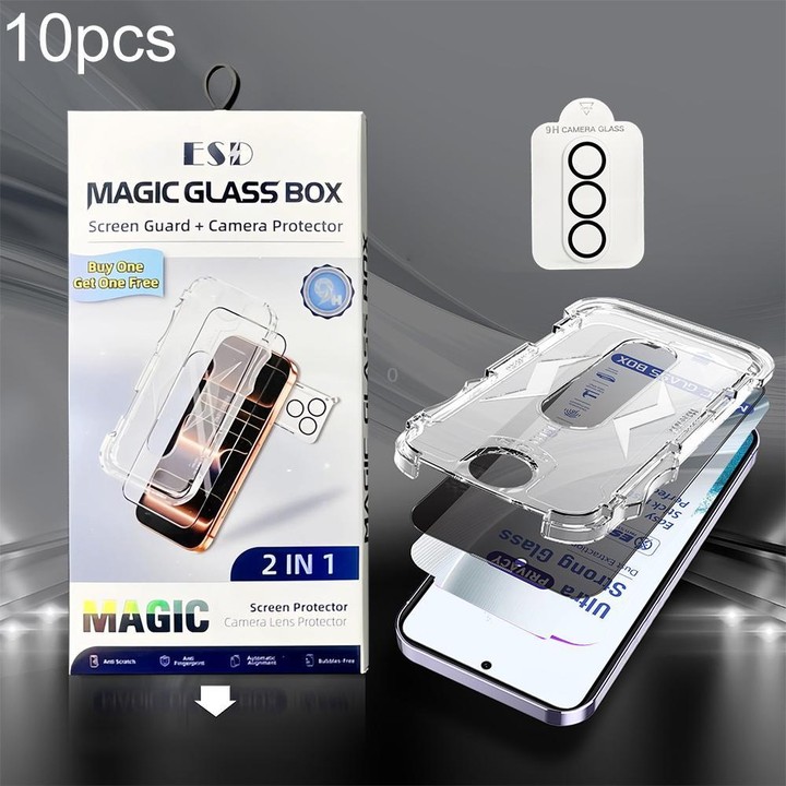 For Galaxy S22+ 5G 10pcs USG Easy Install Dust-proof Box Privacy Edge-to-Edge Tempered Glass Film with Lens Film, Support Ultras