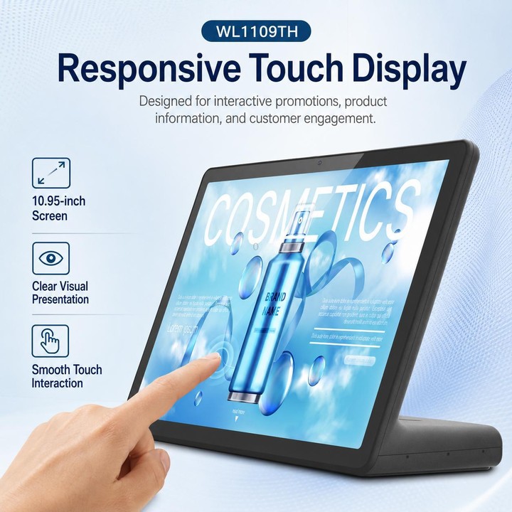 WL1109TH 10.95 inch Android OS Commercial Smart Touch Digital Signage, Plug:US Plug(Black)