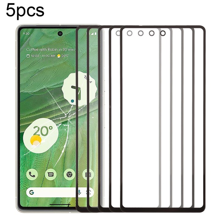 For Google Pixel 7 5pcs Front Screen Outer Glass Lens with OCA Optically Clear Adhesive