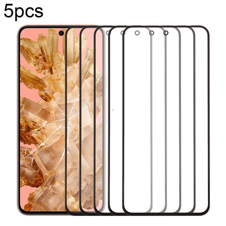 For Google Pixel 8 5pcs Front Screen Outer Glass Lens with OCA Optically Clear Adhesive