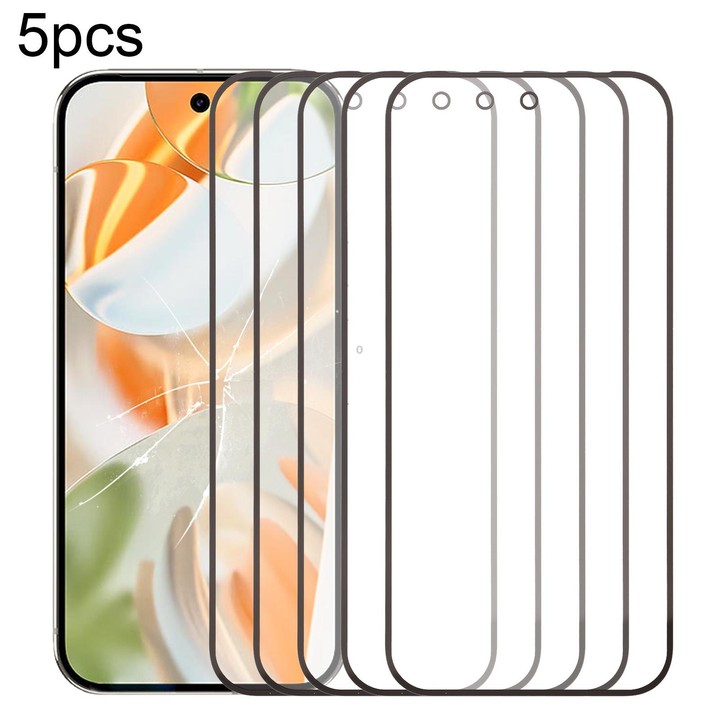 For Google Pixel 9 Pro 5pcs Front Screen Outer Glass Lens with OCA Optically Clear Adhesive
