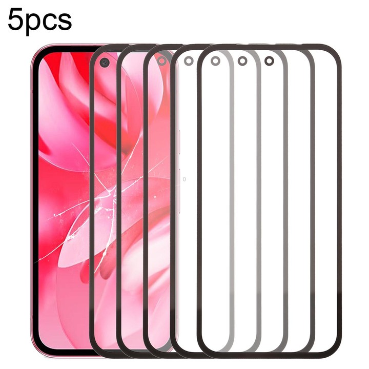 For Google Pixel 9a 5pcs Front Screen Outer Glass Lens with OCA Optically Clear Adhesive