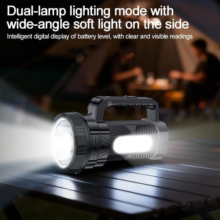 Yesido TC12 Outdoor Emergency Multifunctional Rechargeable Dual Lamp Lighting Flashlight(Black)
