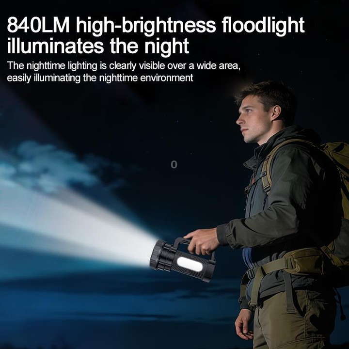 Yesido TC12 Outdoor Emergency Multifunctional Rechargeable Dual Lamp Lighting Flashlight(Black)