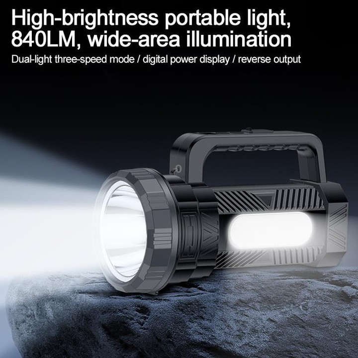 Yesido TC12 Outdoor Emergency Multifunctional Rechargeable Dual Lamp Lighting Flashlight(Black)
