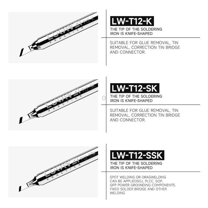 LUOWEI LW-T12 Series Soldering Iron Tips for T12 Soldering Station, Model:LW-T12-J