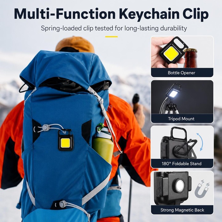 Portable Keychain Camping Light Mini COB LED Flashlight, Model:200mAh(Black)