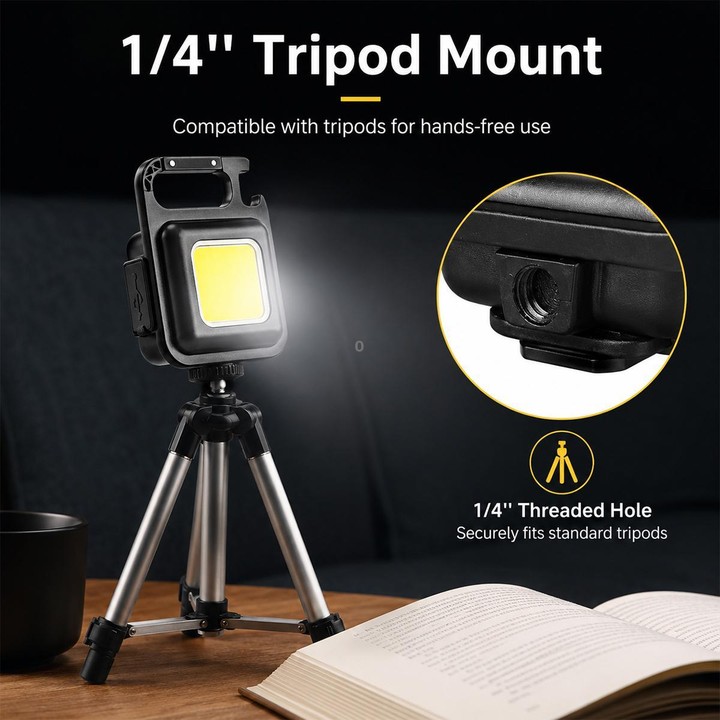 Portable Keychain Camping Light Mini COB LED Flashlight, Model:300mAh(Black)