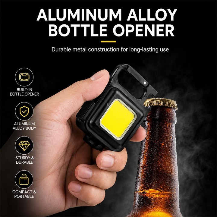 Portable Keychain Camping Light Mini COB LED Flashlight, Model:300mAh(Black)