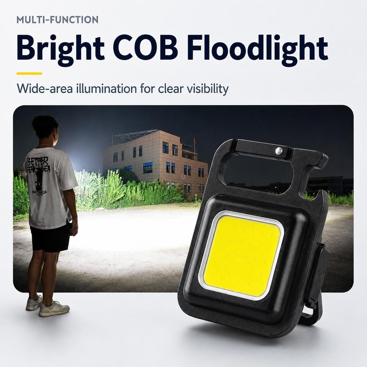 Portable Keychain Camping Light Mini COB LED Flashlight, Model:500mAh(Black)