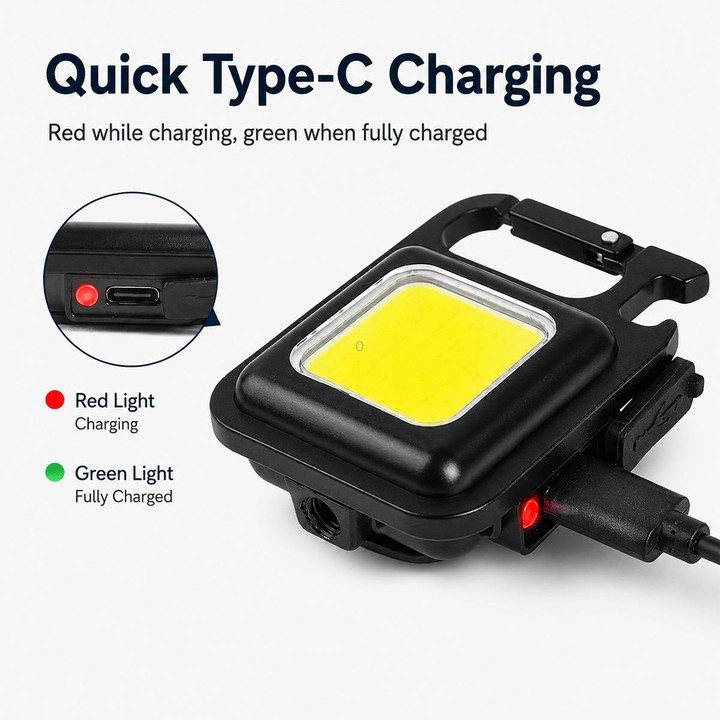 Portable Keychain Camping Light Mini COB LED Flashlight, Model:500mAh(Black)