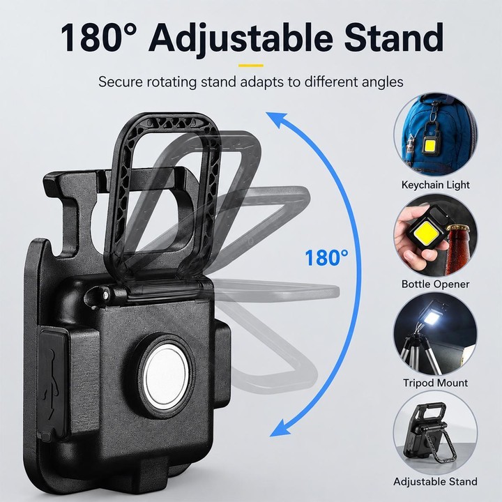 Portable Keychain Camping Light Mini COB LED Flashlight, Model:500mAh(Black)