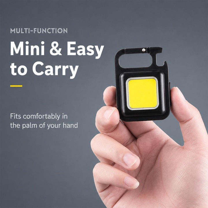 Portable Keychain Camping Light Mini COB LED Flashlight, Model:500mAh(Black)