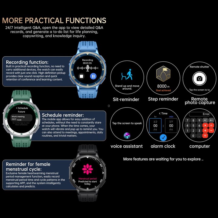 S99 1.43 inch GPS Sports Smart Watch, Support Bluetooth Call / Heart Rate / Blood Oxygen / Sleep Monitoring(Blue)