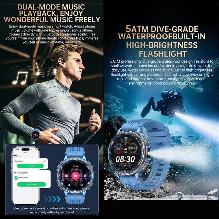 S99 1.43 inch GPS Sports Smart Watch, Support Bluetooth Call / Heart Rate / Blood Oxygen / Sleep Monitoring(Blue)
