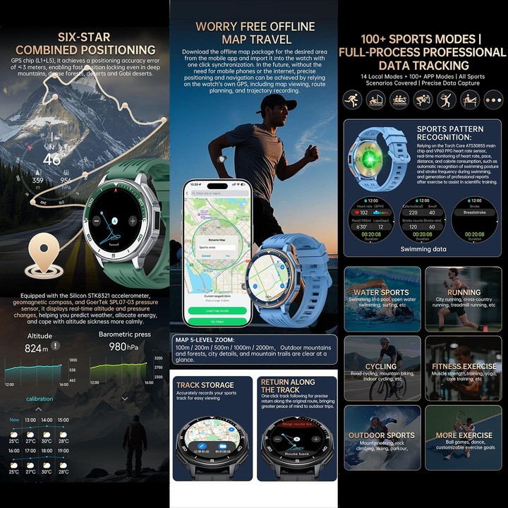 S99 1.43 inch GPS Sports Smart Watch, Support Bluetooth Call / Heart Rate / Blood Oxygen / Sleep Monitoring(Green)