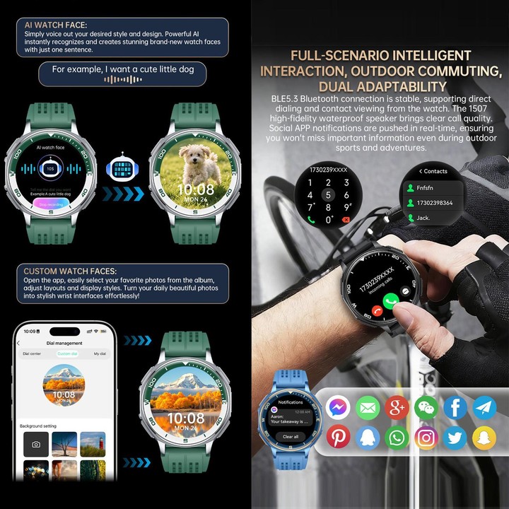 S99 1.43 inch GPS Sports Smart Watch, Support Bluetooth Call / Heart Rate / Blood Oxygen / Sleep Monitoring(Green)