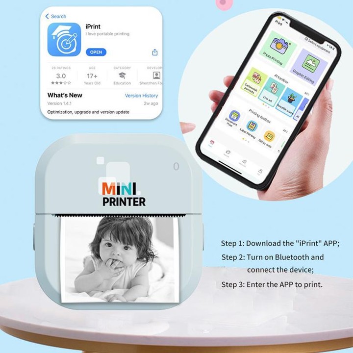 P1 Mini Portable Inkless Thermal Bluetooth Printer Export Version(White)