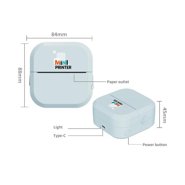 P1 Mini Portable Inkless Thermal Bluetooth Printer Export Version(White)