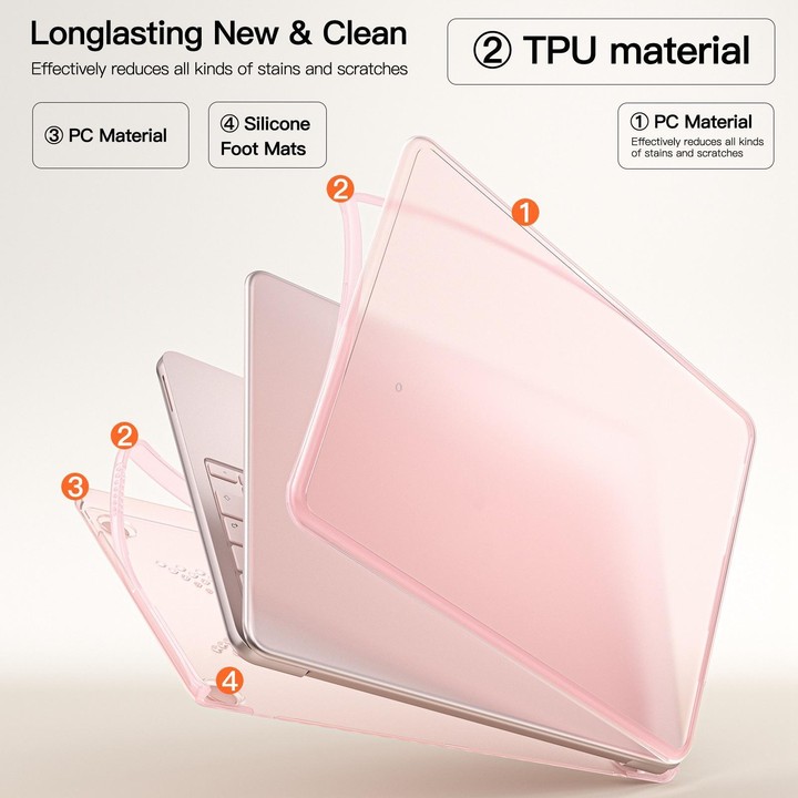 Matte Transparent Style Protective Laptop Case For MacBook Neo 13 inch A3404 2026(Pink)