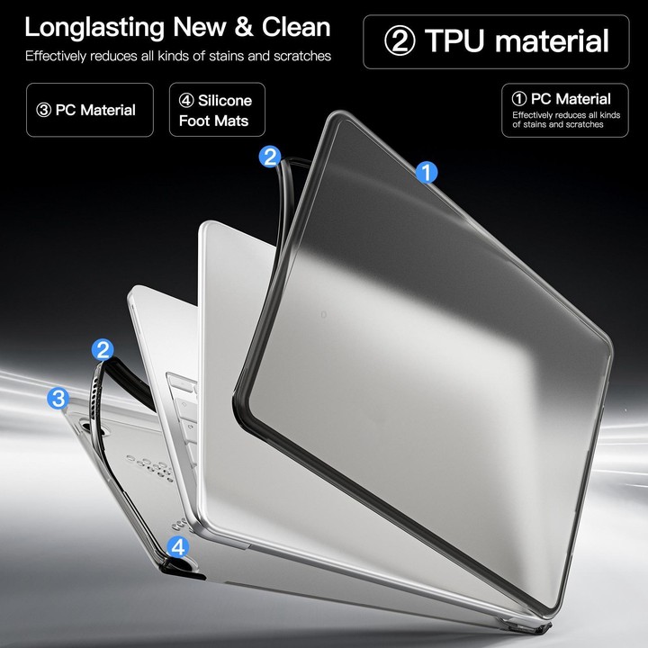 Matte Transparent Style Protective Laptop Case For MacBook Neo 13 inch A3404 2026(Black)