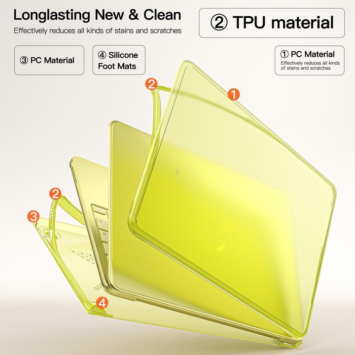 Matte Transparent Style Protective Laptop Case For MacBook Neo 13 inch A3404 2026(Yellow)