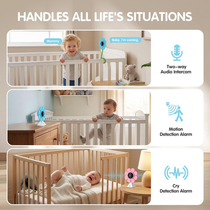 V1 Flower Shaped 4MP Baby Monitor Care Camera, Plug:EU Plug(Blue)