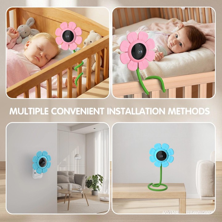 V1 Flower Shaped 4MP Baby Monitor Care Camera, Plug:EU Plug(Pink)