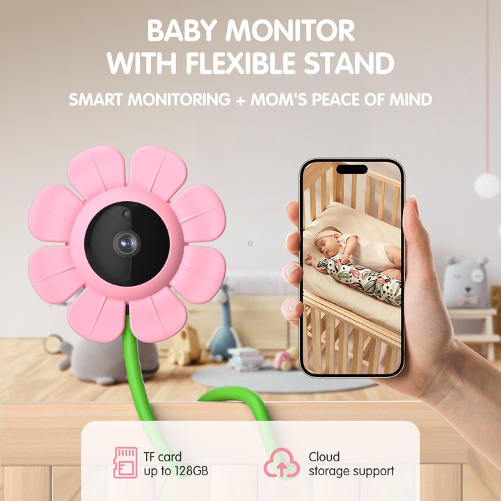 V1 Flower Shaped 4MP Baby Monitor Care Camera, Plug:US Plug(Blue)
