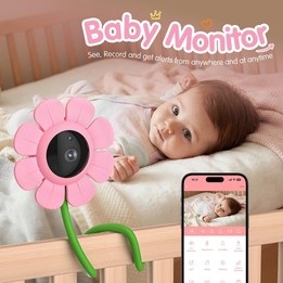 V1 Flower Shaped 4MP Baby Monitor Care Camera, Plug:US Plug(Pink)