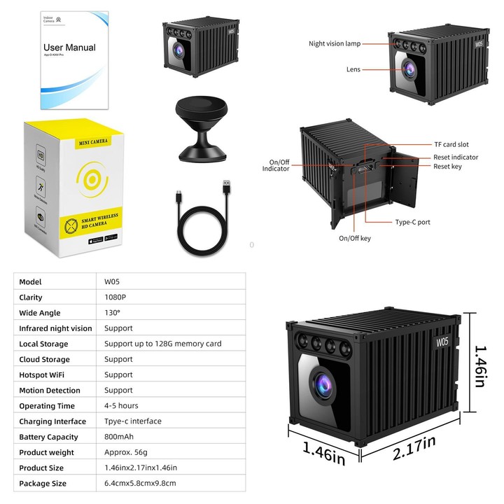 W05 1080P Smart HD Wireless Mini Camera(White)