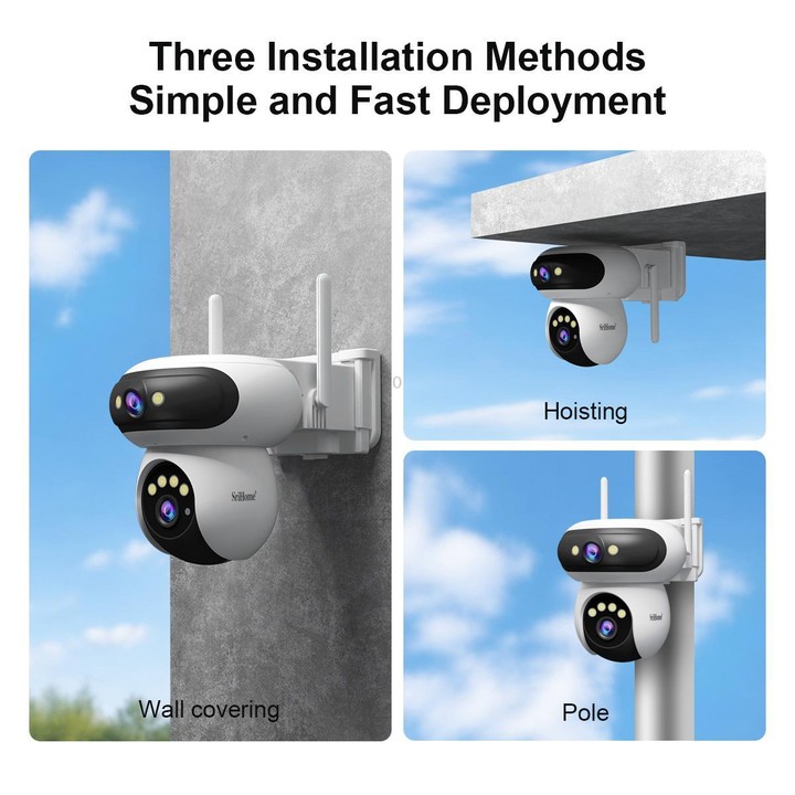Srihome SH062 8MP Binocular Outdoor Auto-Tracking Wireless WiFi Security Camera(US Plug)
