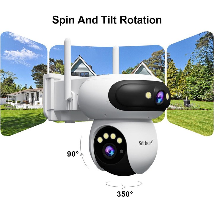 Srihome SH062 8MP Binocular Outdoor Auto-Tracking Wireless WiFi Security Camera(UK Plug)