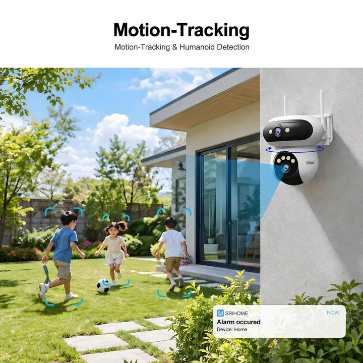 Srihome SH062 8MP Binocular Outdoor Auto-Tracking Wireless WiFi Security Camera(UK Plug)