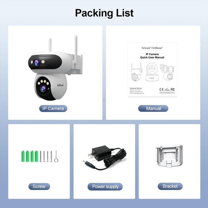 Srihome SH062 8MP Binocular Outdoor Auto-Tracking Wireless WiFi Security Camera(UK Plug)