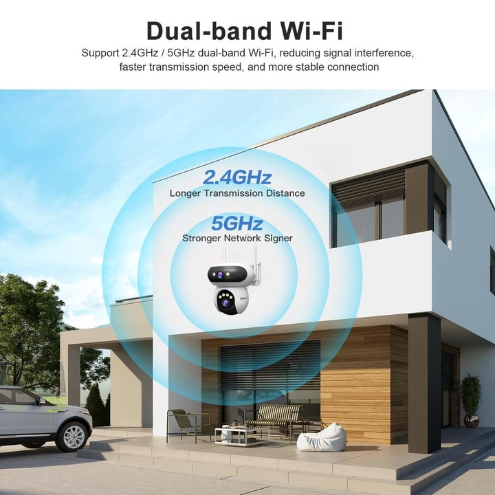 Srihome SH062 8MP Binocular Outdoor Auto-Tracking Wireless WiFi Security Camera(UK Plug)